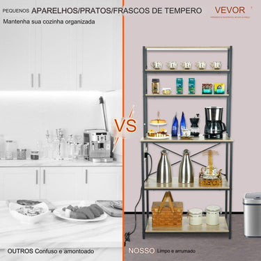 Prateleira de Cozinha - 6 Níveis Tomadas Embutidas