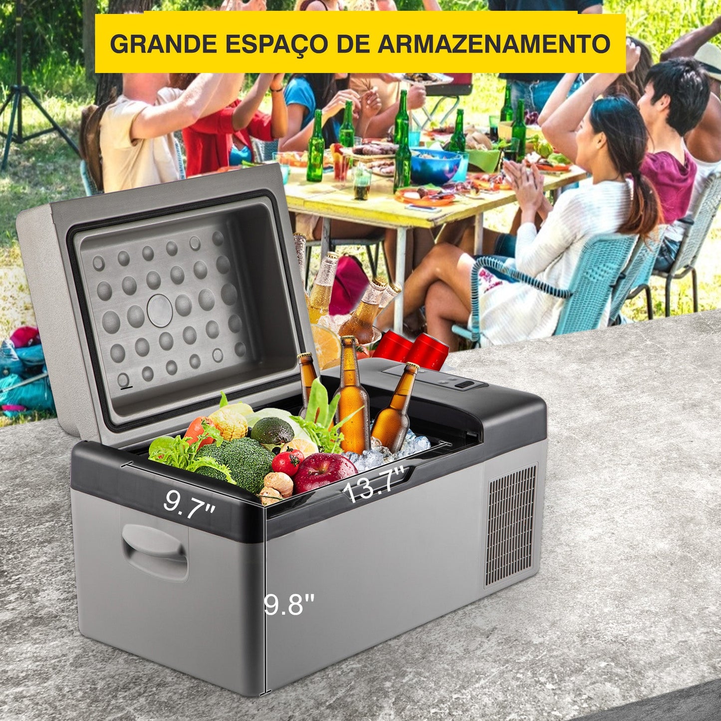 Mini Geladeira Portátil Cool Box Carro Camping Box Veículo 15L