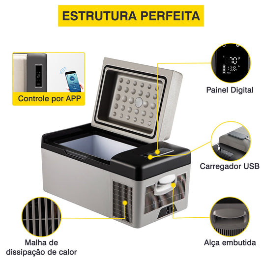 Mini Geladeira Portátil Cool Box Carro Camping Box Veículo 15L