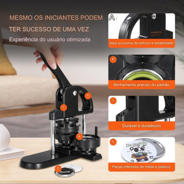 Máquina de Botões  - 25 32 58mm com Carimbos