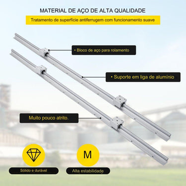 Guia Linear 2x SBR12 1000mm - Conjunto CNC