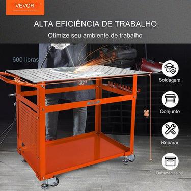 Mesa de Soldadura Móvel  91.4x61cm Capacidade de 272kg