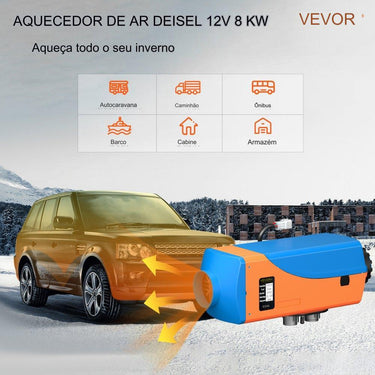 Aquecedor a Diesel 8KW 12V com LCD e Silenciador