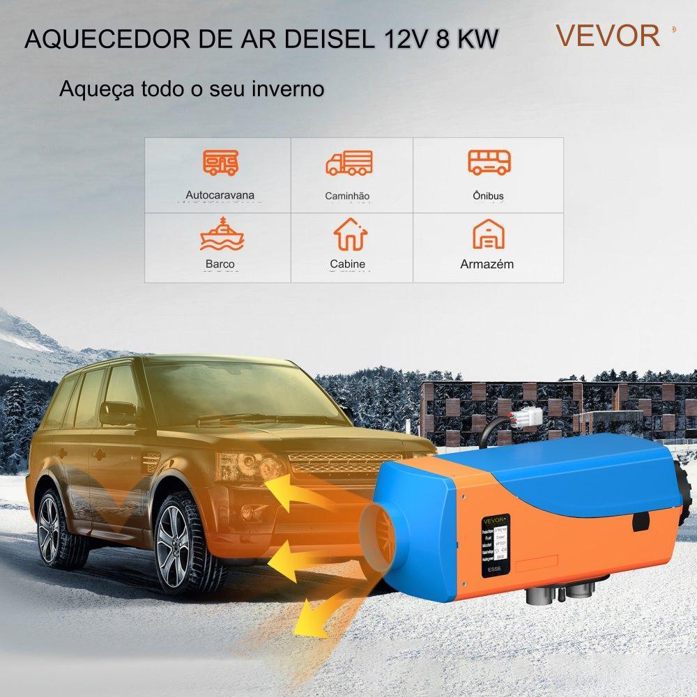 Aquecedor a Diesel 8KW 12V com LCD e Silenciador