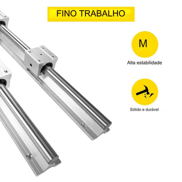 Guia Linear 2 peças Trilho 300mm SBR16 com 4 peças SBR16UU