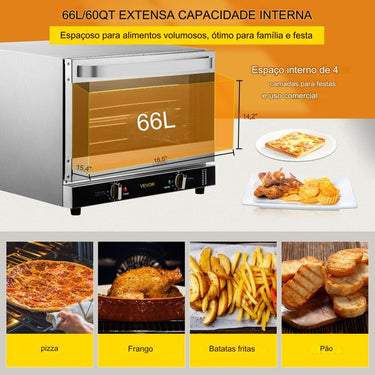 Mini Forno de Mesa  de 1800W com 66 litros