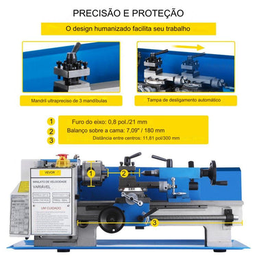 Torno de Metal Multiuso de Precisão