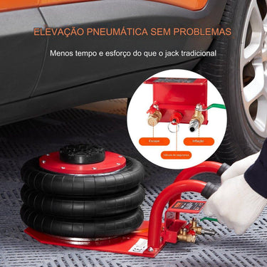 Macaco Pneumático  Triple Bag 6T - Vermelho