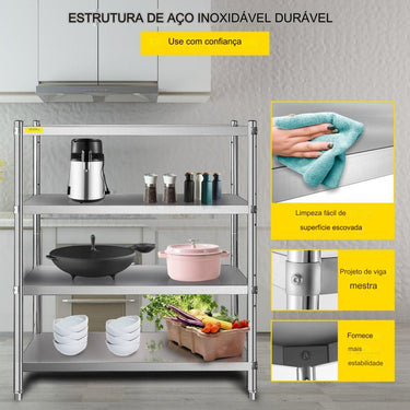 Prateleira de Aço Inoxidável 119x47x153cm