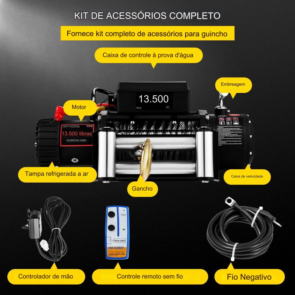 Guincho de Aço Elétrico - 12V 6123kg