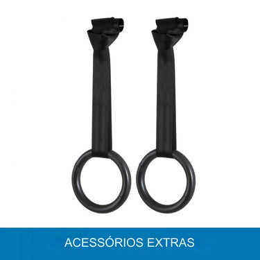 Barra de ginástica ajustável com anéis voadores azul