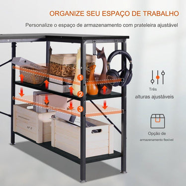 Mesa em forma de L  - preta 1200x890x760mm