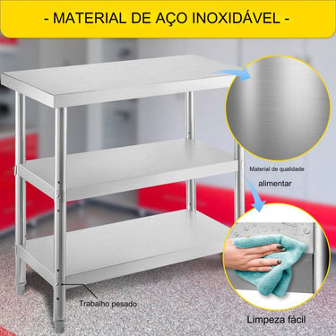 Mesa de Trabalho em Aço Inoxidável - 1520x450x855mm
