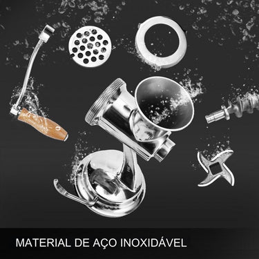 Moedor de Carne Manual em Aço Inoxidável