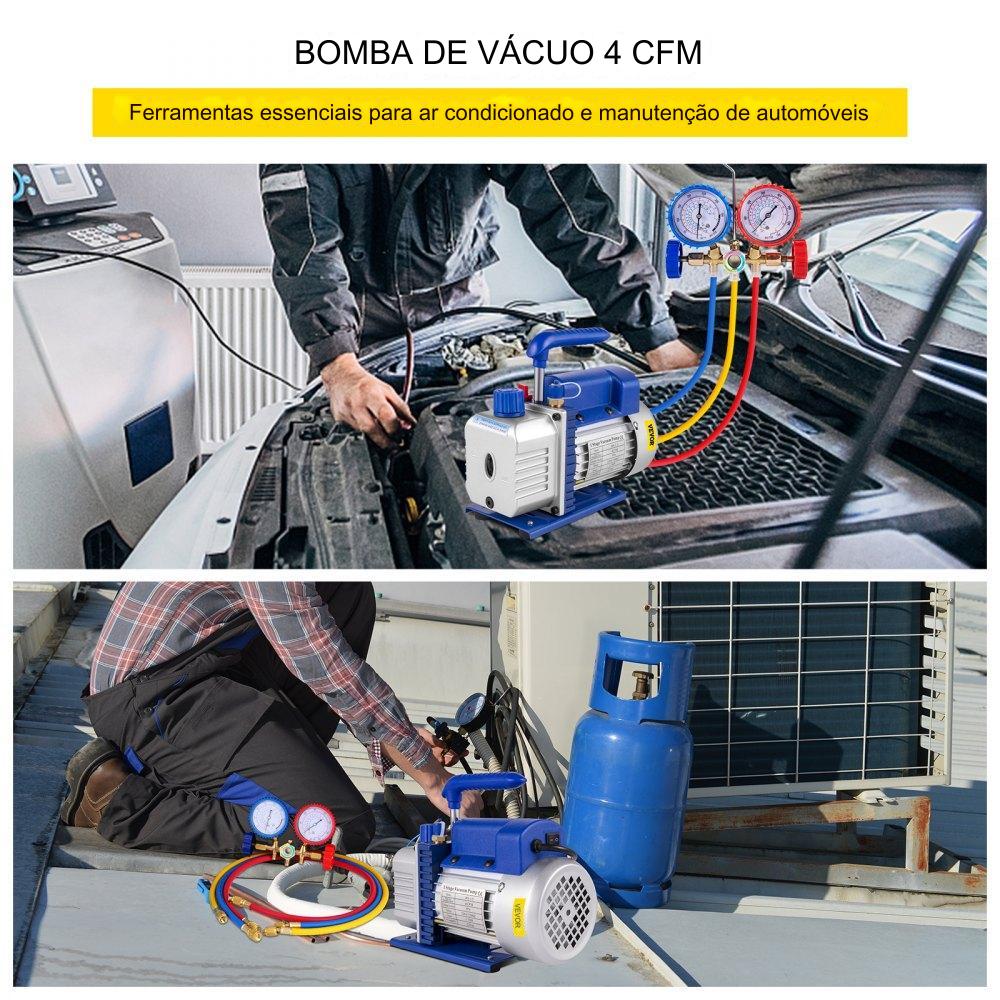 Vácuo Bomba 4CFM 4 Vias Medidor