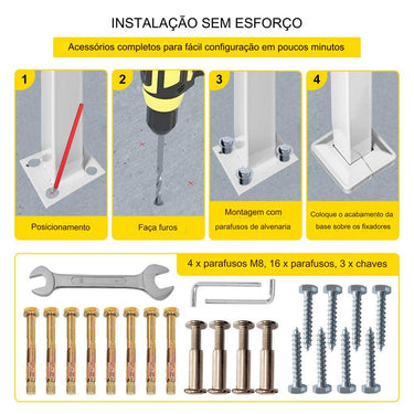 Corrimão Ajustável  - para 4-5 Degraus - Revestimento em Pó