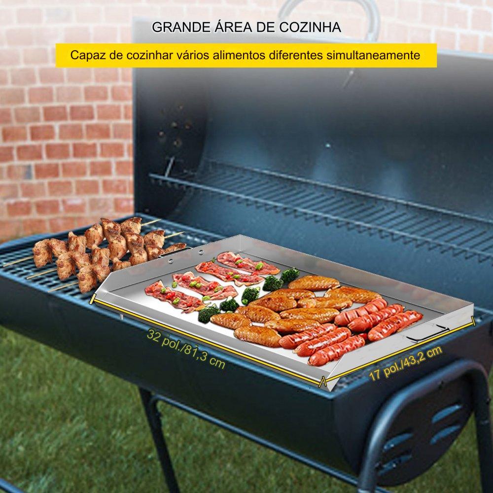 Placa de Grill em Aço Inoxidável  - 81 x 43 cm