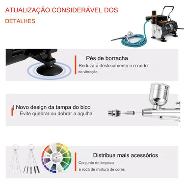 Conjunto de Aerógrafo  - Compressor Completo - 220-240V