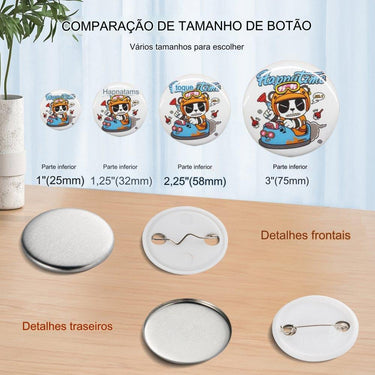 Máquina de Botões  - 32mm com 500 Botões em Branco