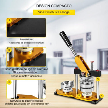 Máquina de Prensa de Emblemas 75mm - 100 Unidades