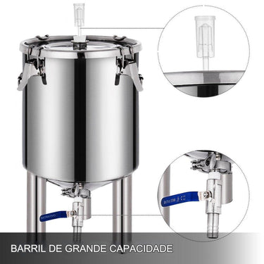 Tanque de Fermentação em Aço Inoxidável 26L