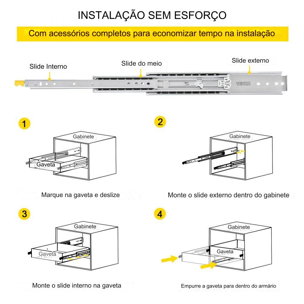 Conjunto de Trilho de Gaveta - 2x32cm