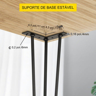 Pernas de Mesa de Ferro 4 Peças - Kohlenstoffstahl