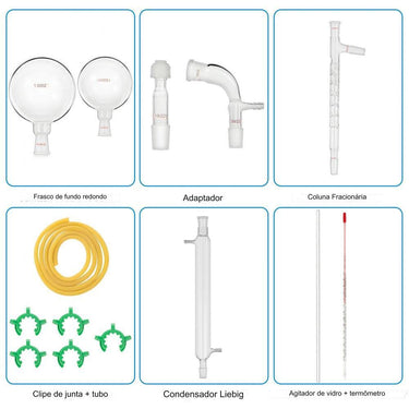 Conjunto de Destilação de Laboratório 13 Peças