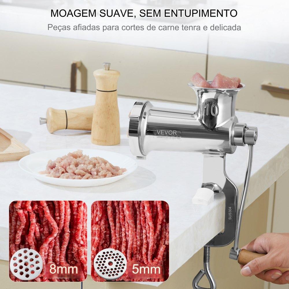 Moedor de Carne Manual de 5-8mm em Aço Inox