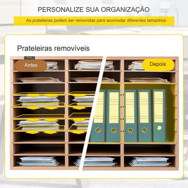Organizador de documentos  - madeira 27 compartimentos