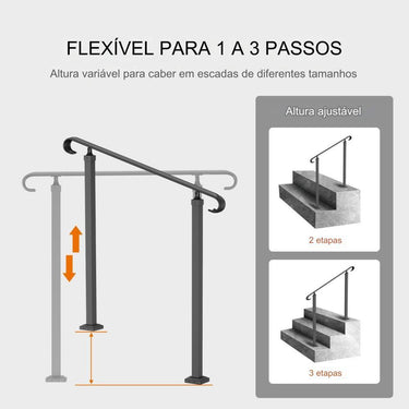 Corrimão de Escada Ajustável para Entrada - Preto
