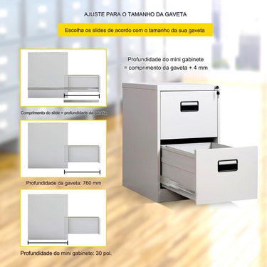 Trilhos de Gaveta de Extensão Total - 76.2-152.4cm