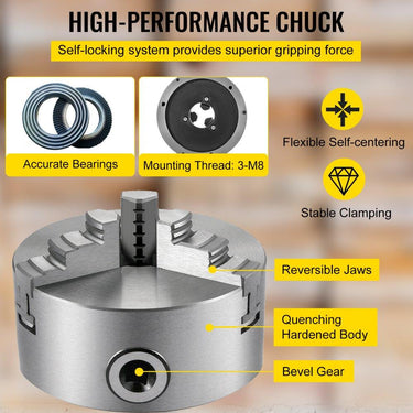 Mandril de Torno K11-160 - 160mm 3 Garras Design de Moagem