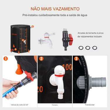 Barril de chuva dobrável PVC 1000D 379L agua
