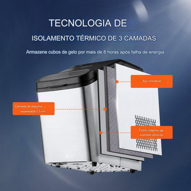 Máquina de Gelo  - 130W 15kg/24h