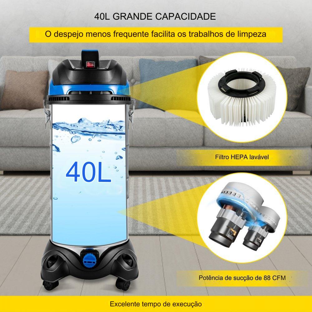 Aspirador Industrial 40 L: Grande capacidade para áreas amplas