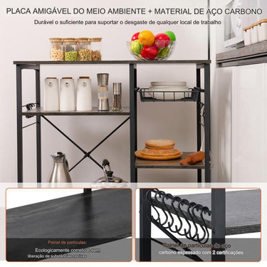 Estante de Cozinha e Padaria de 5 Níveis