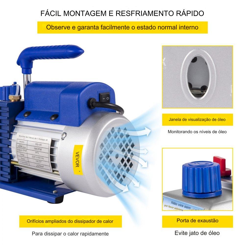 Vácuo Bomba 1.8CFM 50L/min 2 Vias