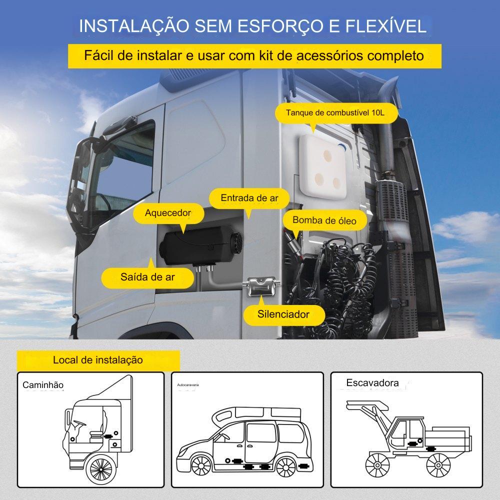 Aquecedor a Diesel de Ar 5KW 24V com Controlo Remoto