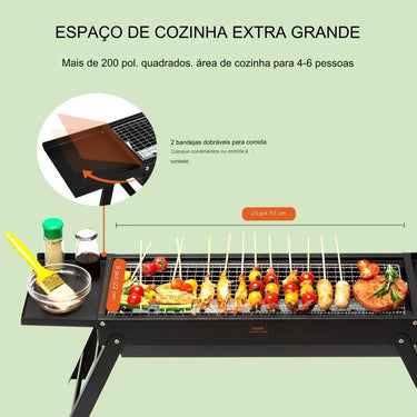 Churrasqueira a Carvão Portátil 57x22cm