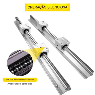 Guia Linear 2 peças Trilho 300mm SBR16 com 4 peças SBR16UU