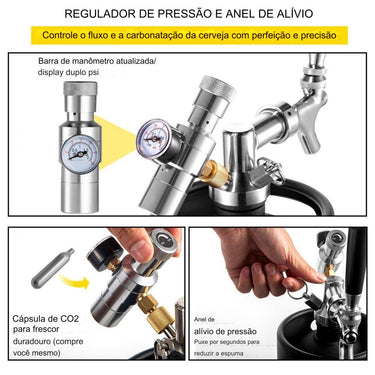 Dispensador de Cerveja em Aço Inoxidável de 5L