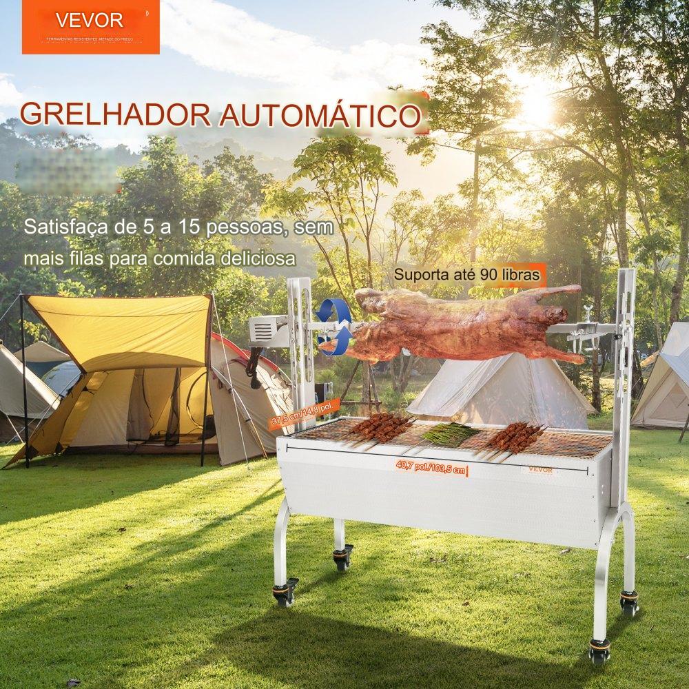 Espeto Giratório para Churrasco em Aço 117cm 41kg