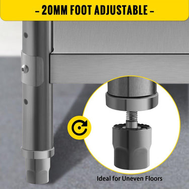 Mesa de Trabalho em Aço Inoxidável  - 1220x450x855mm