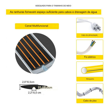 Conjunto de 3 Rampas de Borracha  1 Canal 123x41x6.5cm