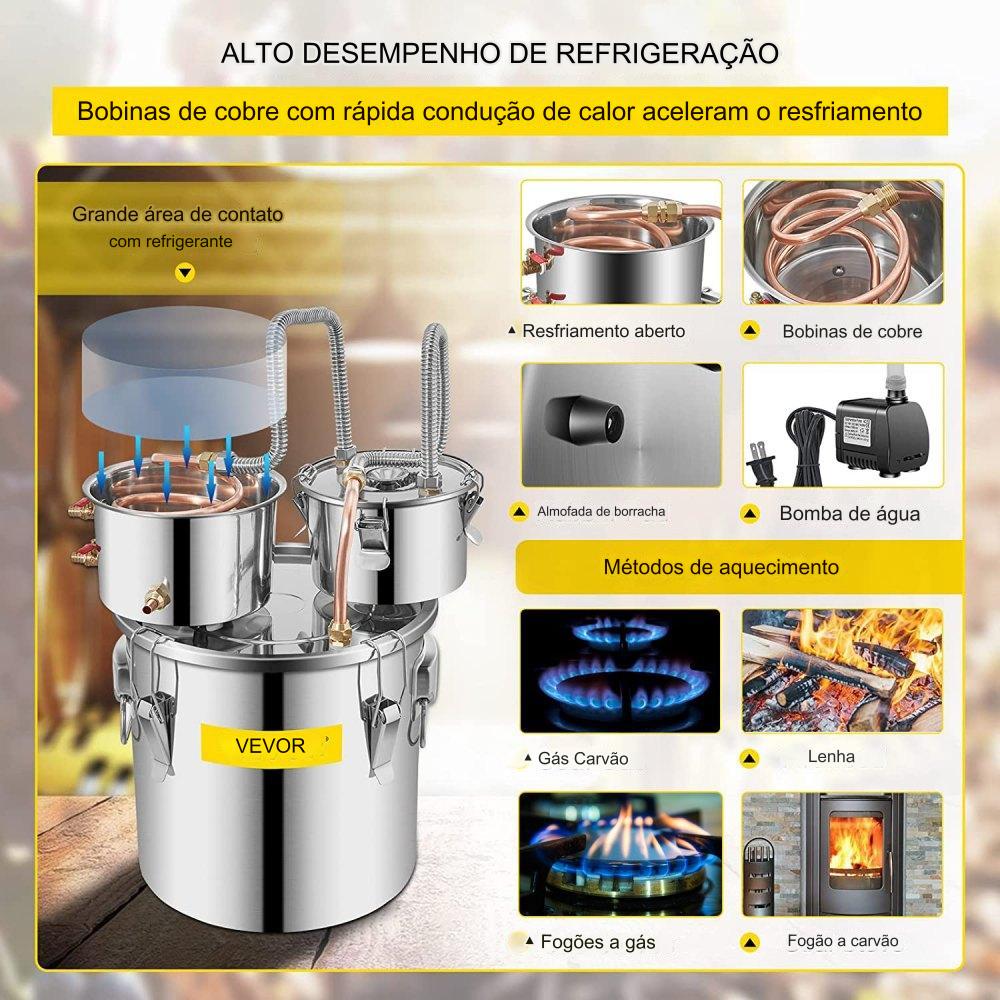 Destilador de Álcool 21L com 3 Potes