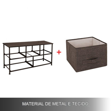 Cômoda cúbica  - 5 gavetas de tecido café