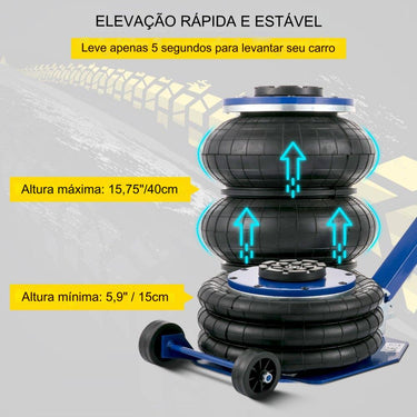 Macaco Pneumático  3T - Azul Ajustável