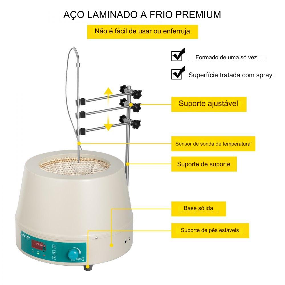 Aquecedor de Mantas de Aquecimento de Laboratório de 450W para Frascos Redondos de 2000ml