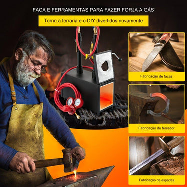 Forno de Forja a Gás  de 1350°C (Bico Duplo)